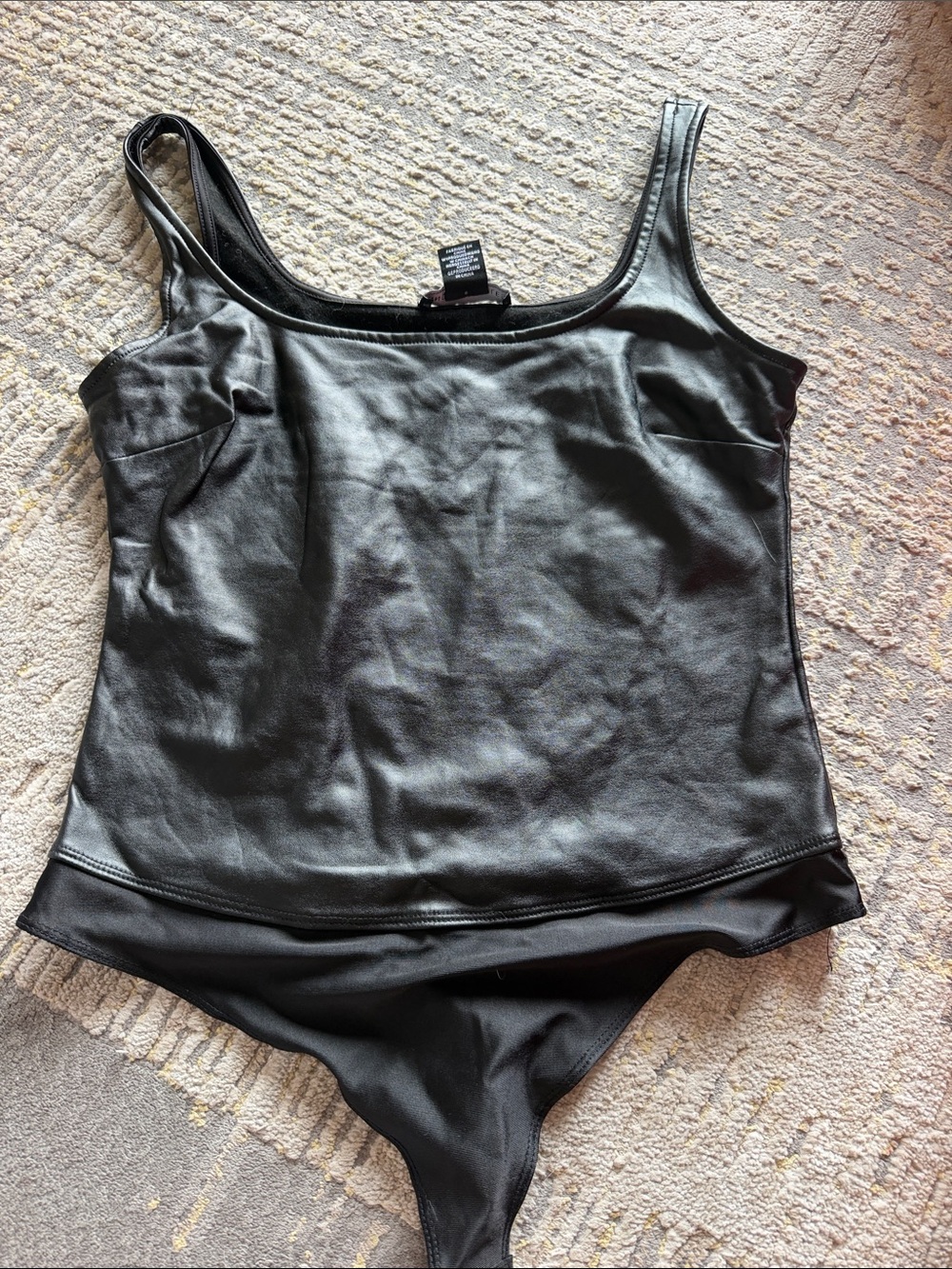 Sincerely Jules Black Faux Leather Tank Bodysuit